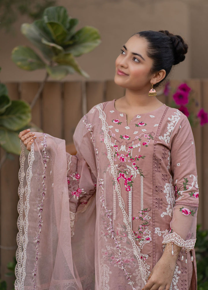 Al Harir Apparel Pret Embroidered Lawn 3 Piece Suit Manzar Kids Tea Pink
