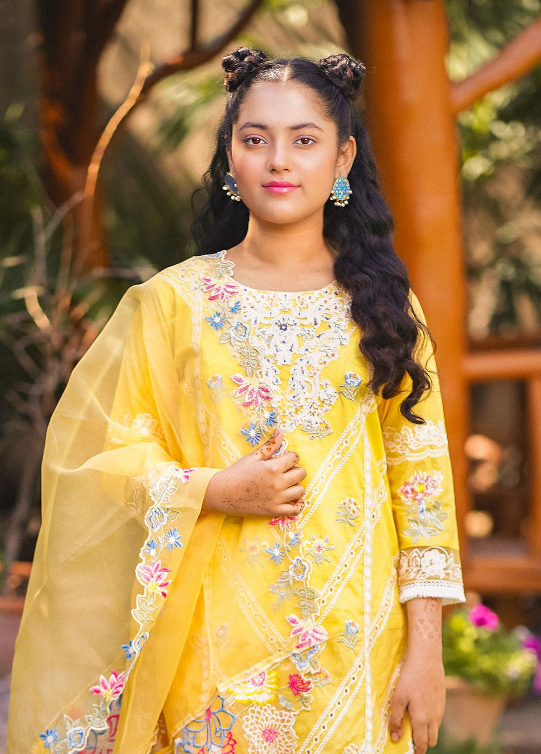 Al Harir Apparel Pret Embroidered Lawn 3 Piece Suit Manzar Kids Yellow