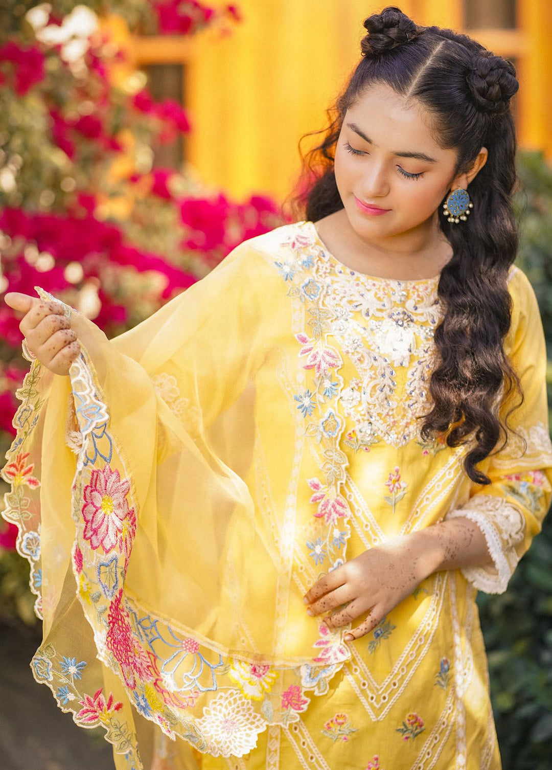 Al Harir Apparel Pret Embroidered Lawn 3 Piece Suit Manzar Kids Yellow