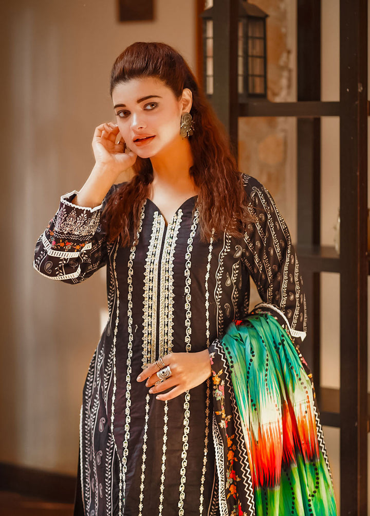 Al Harir Apparel Pret Formal Lawn 3 Piece Suit Mijwan-Black