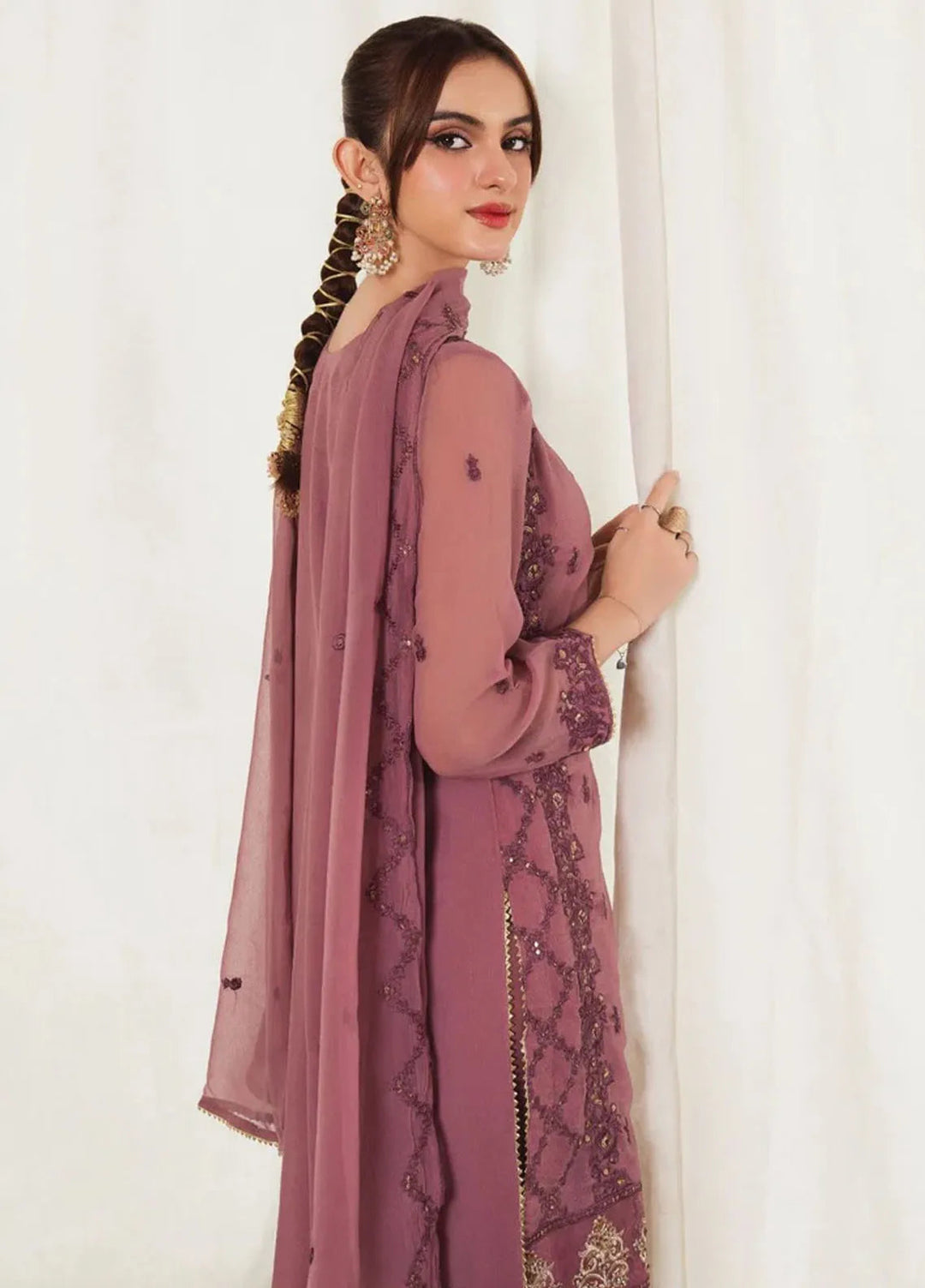 Al Harir Pret Embroidered Chiffon 3 Piece Suit Anmol Lilac