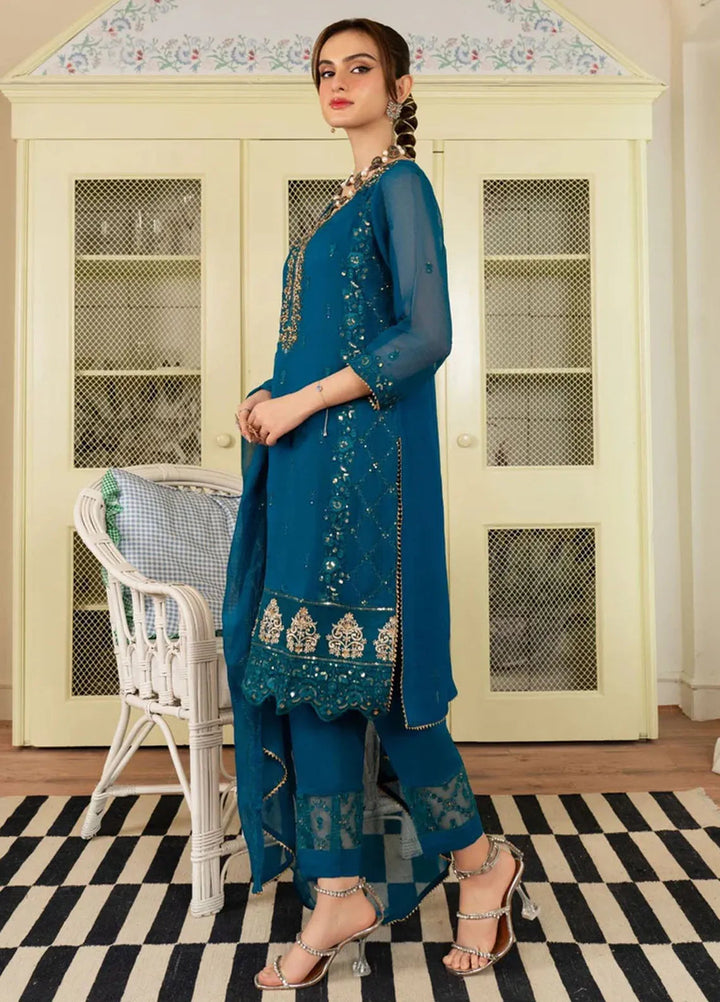 Al Harir Pret Embroidered Chiffon 3 Piece Suit Anmol Peacock