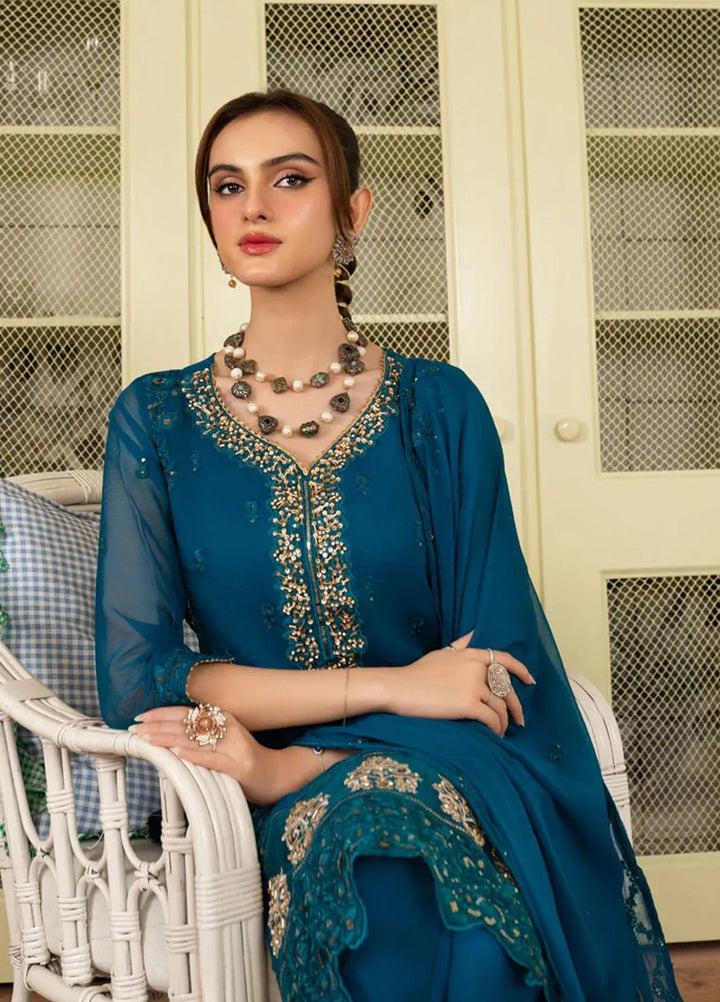 Al Harir Pret Embroidered Chiffon 3 Piece Suit Anmol Peacock