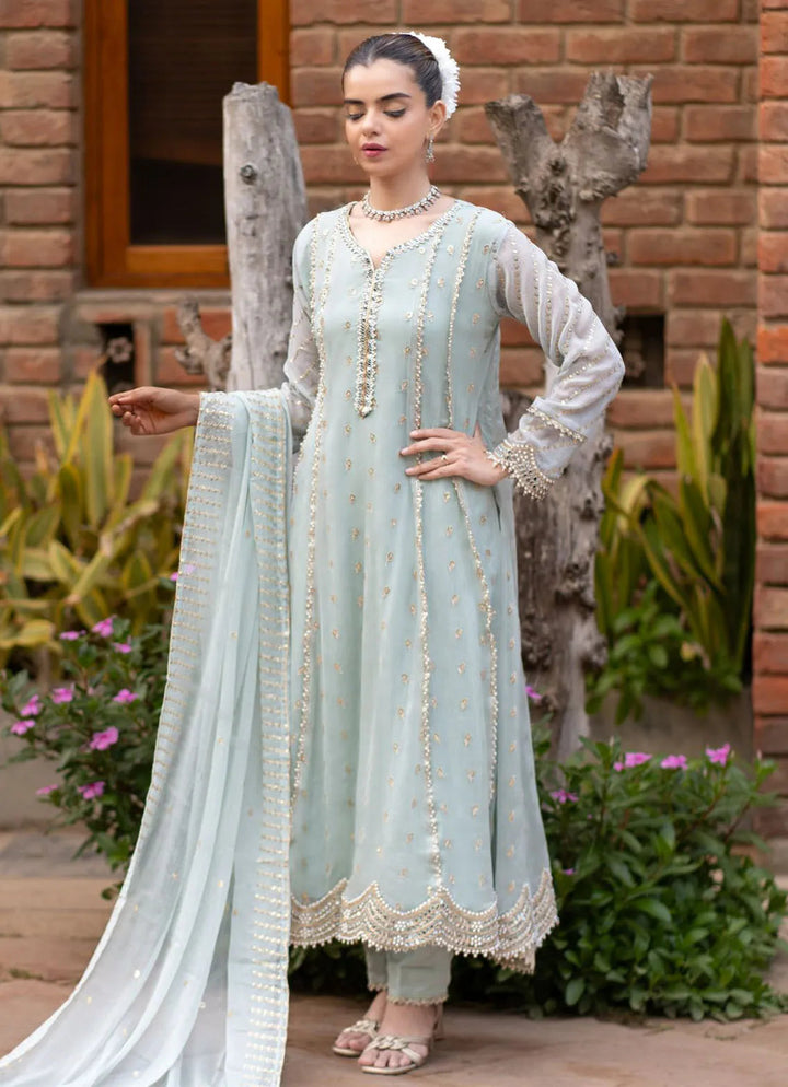 Al Harir  Pret Embroidered Chiffon 3 Piece Suit Gulaal Green