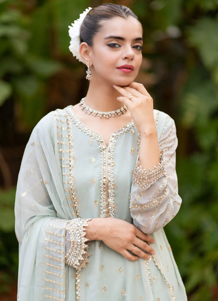 Al Harir  Pret Embroidered Chiffon 3 Piece Suit Gulaal Green