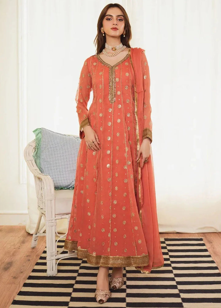 Al Harir Pret Embroidered Chiffon 3 Piece Suit Mehar Peach