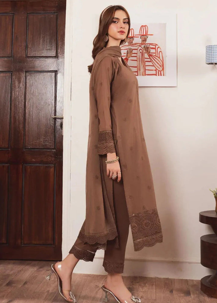 Al Harir Pret Embroidered Cotton 3 Piece Suit Geet Chiku