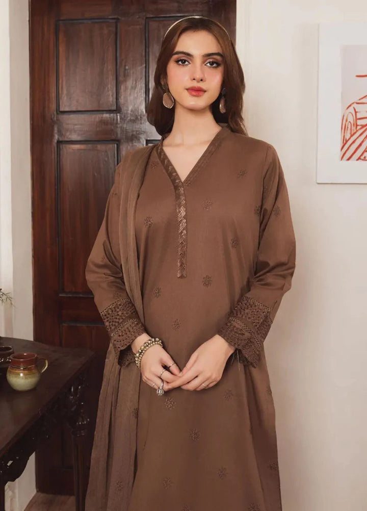 Al Harir Pret Embroidered Cotton 3 Piece Suit Geet Chiku