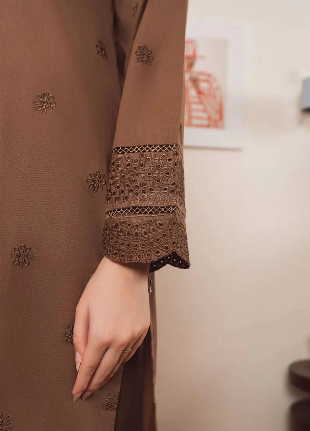 Al Harir Pret Embroidered Cotton 3 Piece Suit Geet Chiku