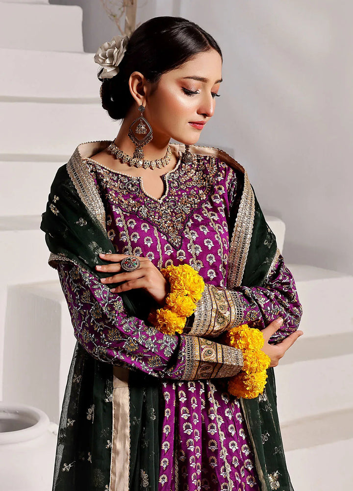 Al Harir Pret Embroidered Raw Silk 3 Piece Suit Gulmeena Purple