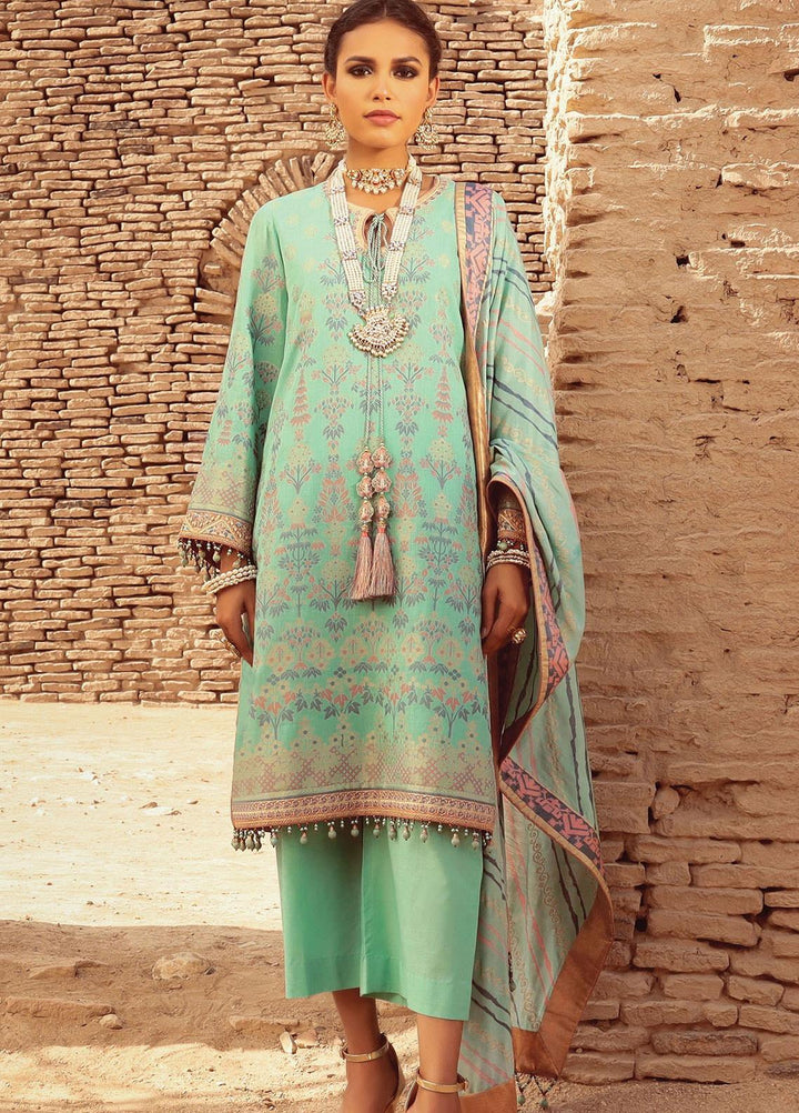 Al Karam Embroidered Jacquard Suits Unstitched 3 Piece AK21F FC-03A-21 - Summer Collection