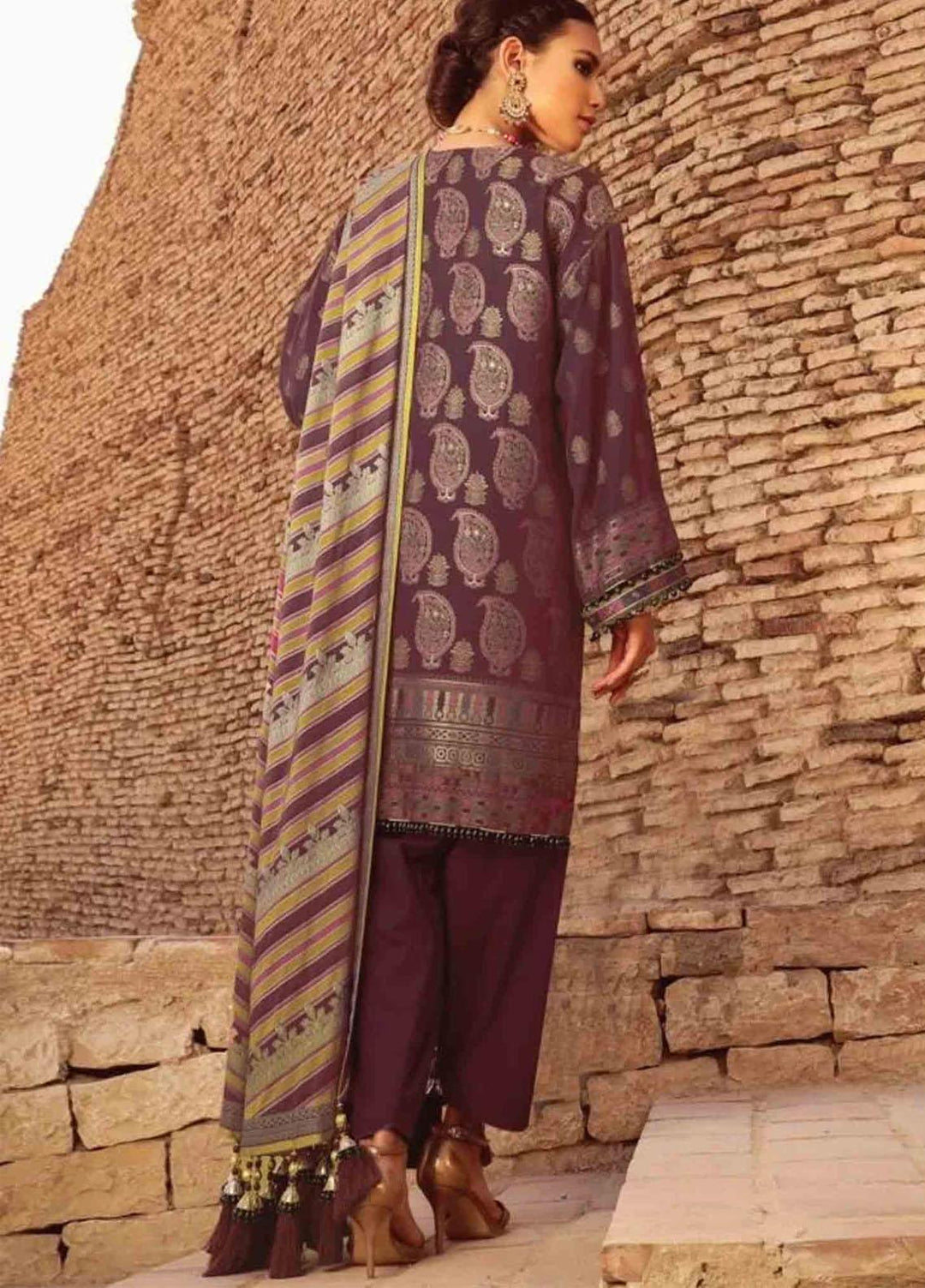 Al Karam Embroidered Jacquard Suits Unstitched 3 Piece AK21F FC-04B-21 - Festive Collection