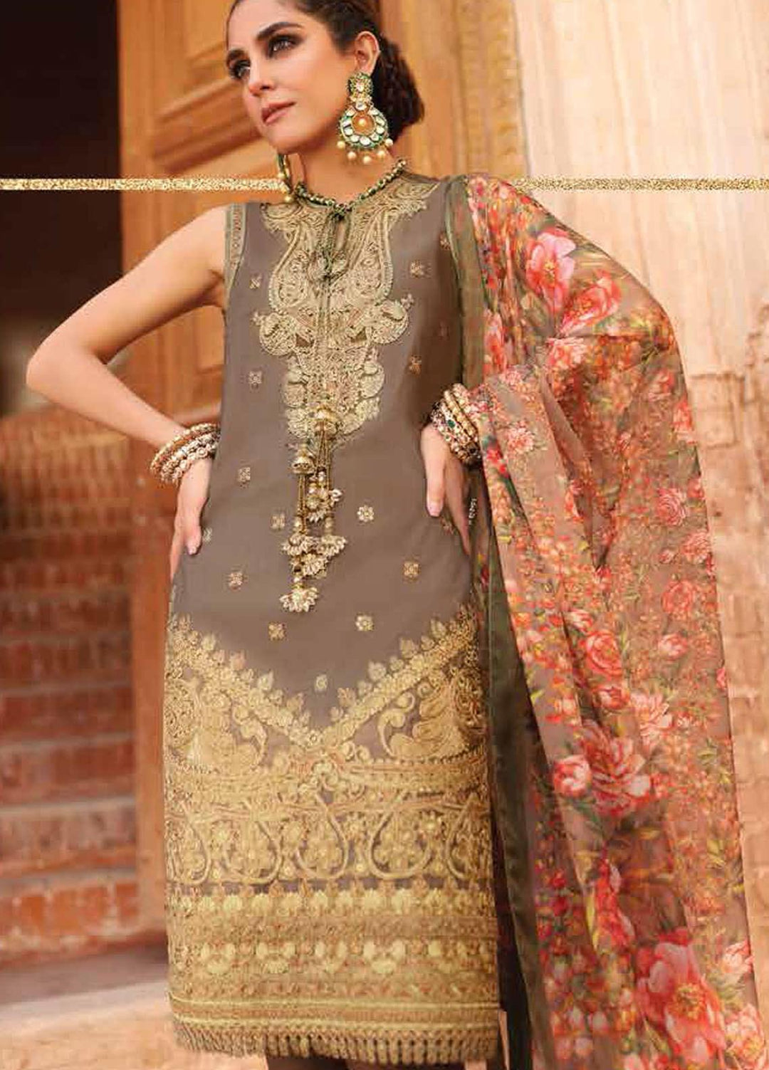 Al Karam Embroidered Cotton Satin Suits Unstitched 2 Piece AK21F FC-25J-21 - Summer Collection