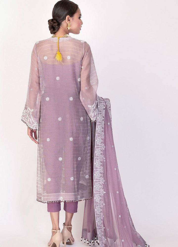 Al Karam Embroidered Net Suits Unstitched 3 Piece AK21F FC-15G-21-2-Purple - Festive Collection
