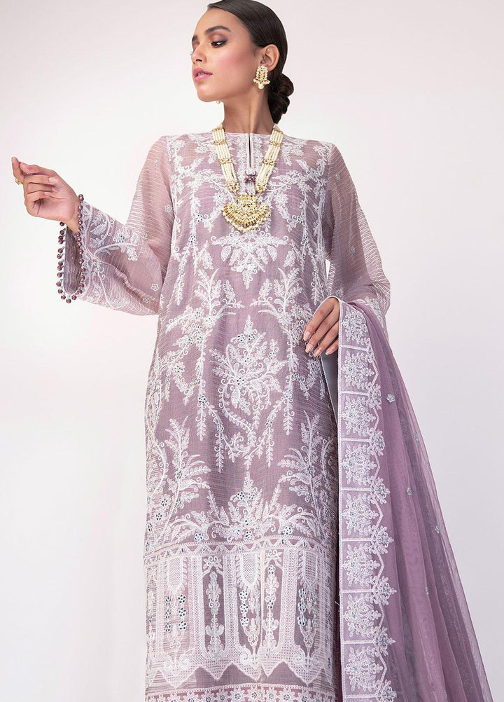 Al Karam Embroidered Net Suits Unstitched 3 Piece AK21F FC-15G-21-2-Purple - Festive Collection