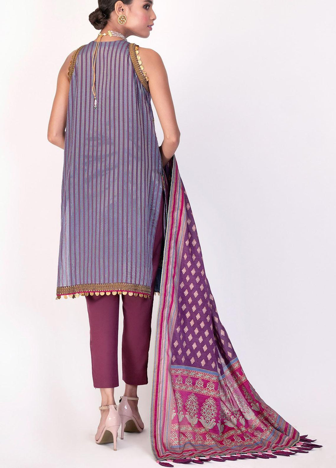 Al Karam Embroidered Yarn Suits Unstitched 3 Piece AK21F-2 FC-10E-21-2-Purple - Festive Collection