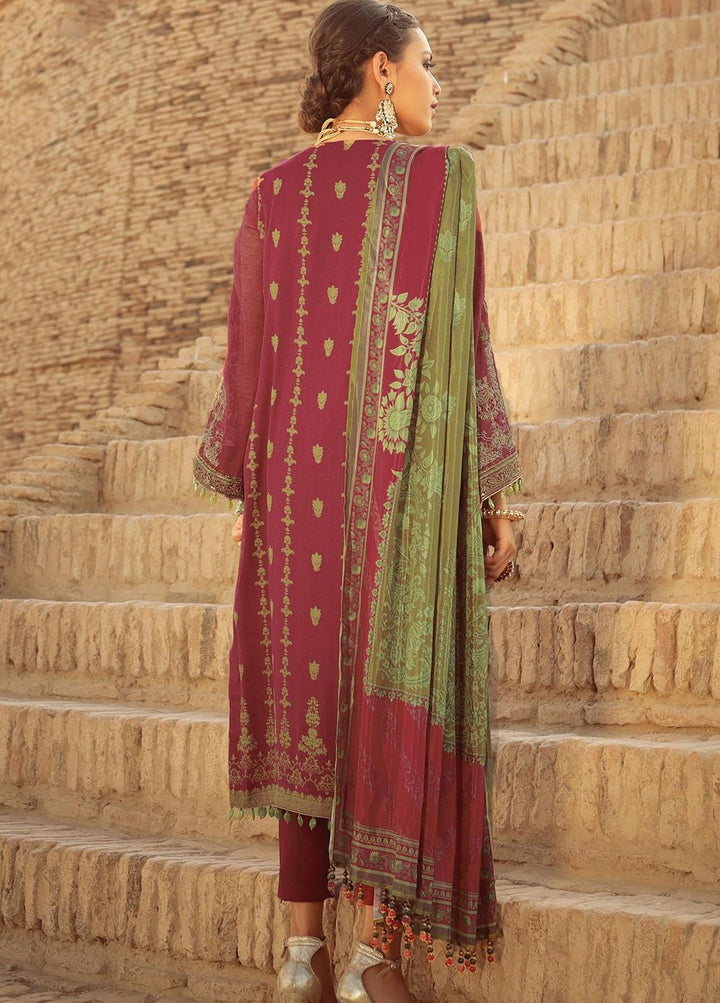 Al Karam Embroidered Cotton Satin Suits Unstitched 3 Piece AK21F-2 FC-17F-21-2-Maroon - Summer Collection