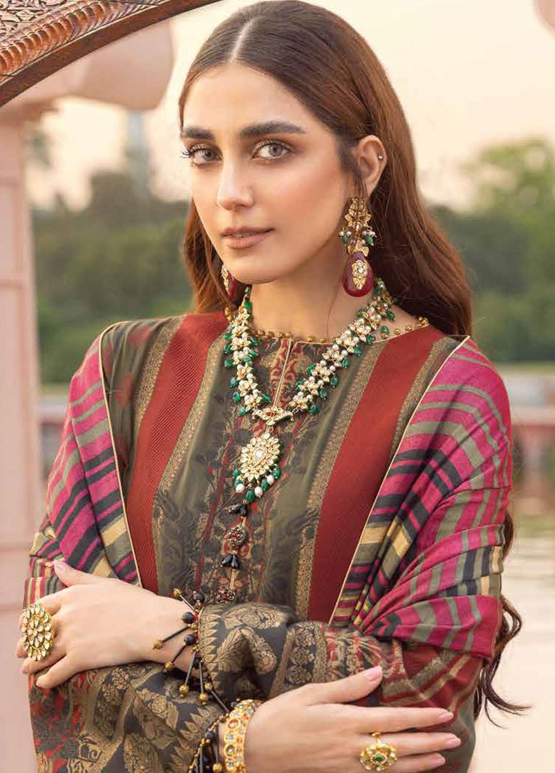 Al Karam Printed Jacquard Suits Unstitched 3 Piece AK21FW FC-W-07B-21-3 - Winter Collection