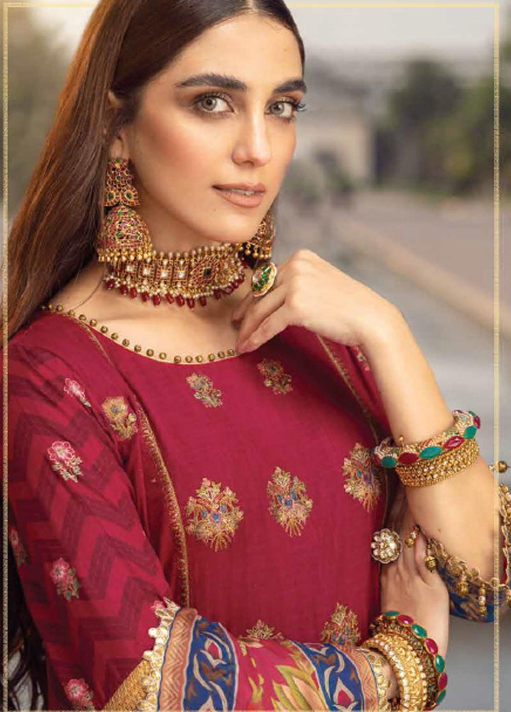Al Karam Embroidered Slub Suits Unstitched 3 Piece AK21FW FC-W-13D-21-3-Red - Winter Collection