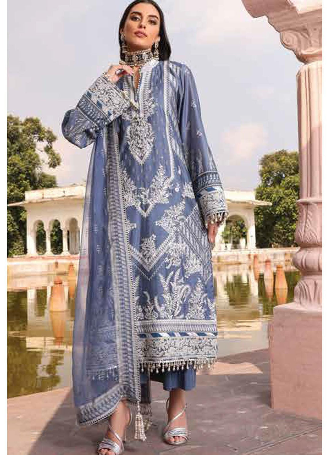 Al Karam Embroidered Cotton Net Suits Unstitched 3 Piece AK21FW FC-W-26I-21-3 - Winter Collection