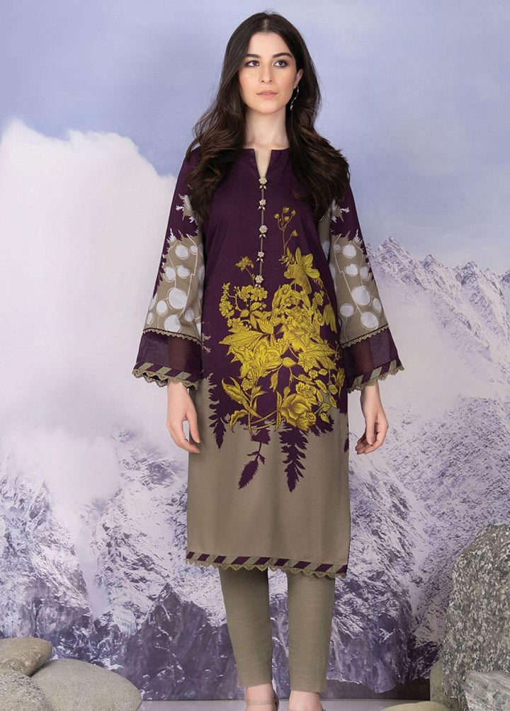 Al Karam Printed Viscose Suits Unstitched 2 Piece AK21FW FW-28-21-Deep Purple - Winter Collection