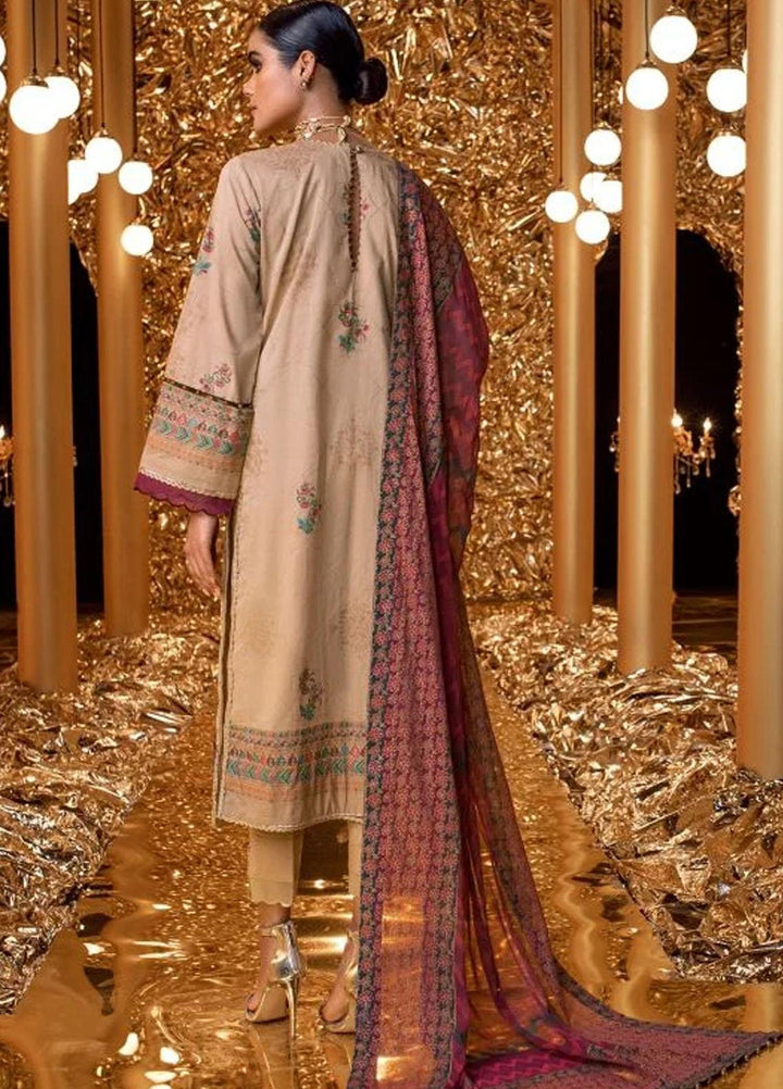 Al Karam Embroidered Lawn Suits Unstitched 3 Piece AK22FW FC-W-10C-22-3-Beige - Festive Collection