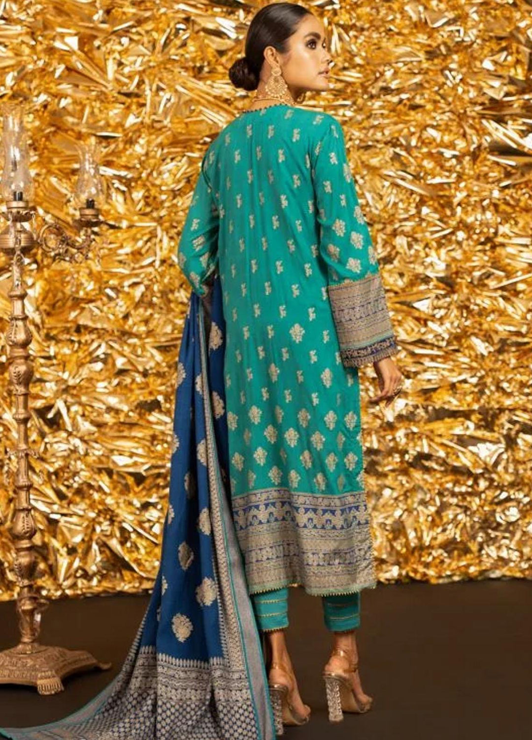 Al Karam Embroidered Viscose Suits Unstitched 3 Piece AK22FW FC-W-25J-22-3-Green - Festive Collection