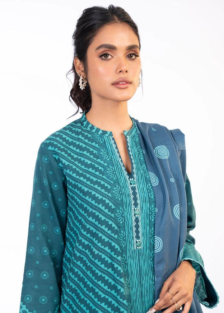 Al Karam Embroidered Khaddar Suits Unstitched 3 Piece AK22FW FW-01-22-Blue - Festive Collection
