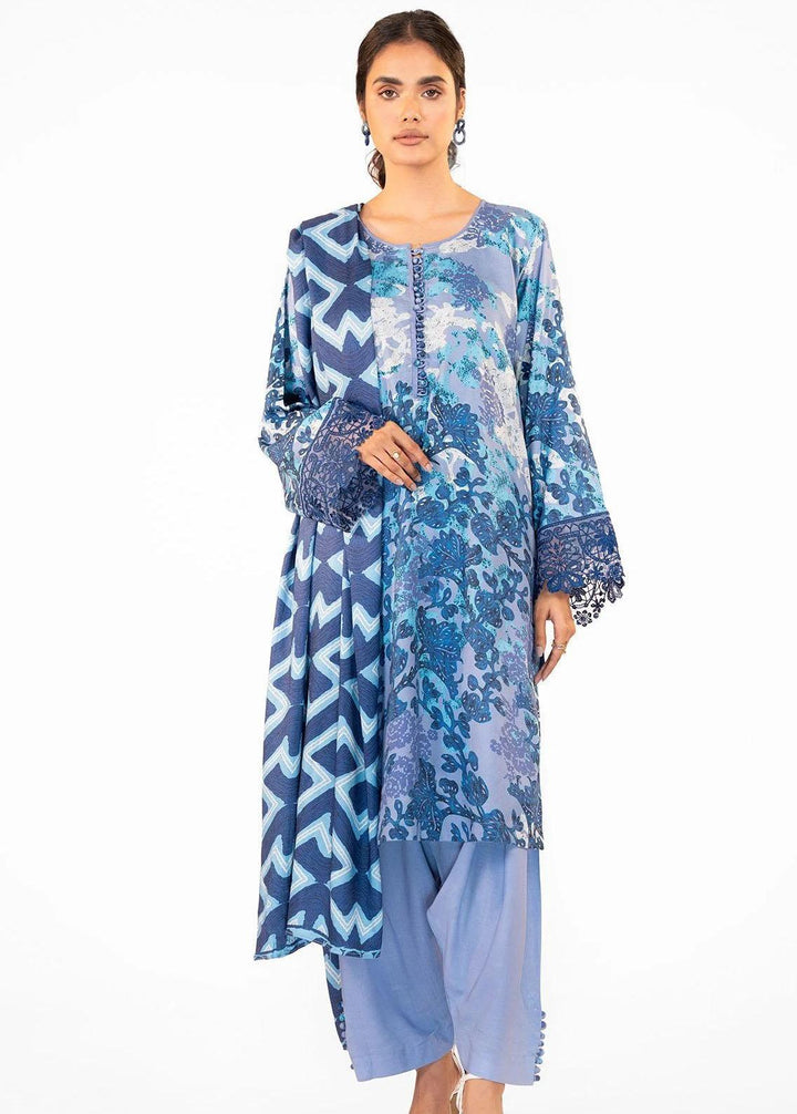 Al Karam Embroidered Viscose Suits Unstitched 3 Piece AK22FW FW-10-22-Blue - Festive Collection