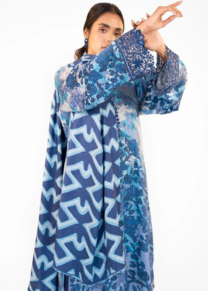 Al Karam Embroidered Viscose Suits Unstitched 3 Piece AK22FW FW-10-22-Blue - Festive Collection