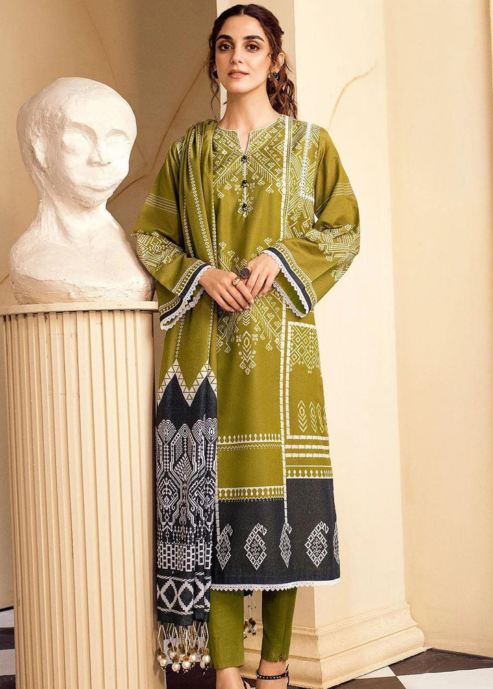 Al Karam Printed Karandi Suits Unstitched 3 Piece AK22FW FW-23-22-Green - Festive Collection