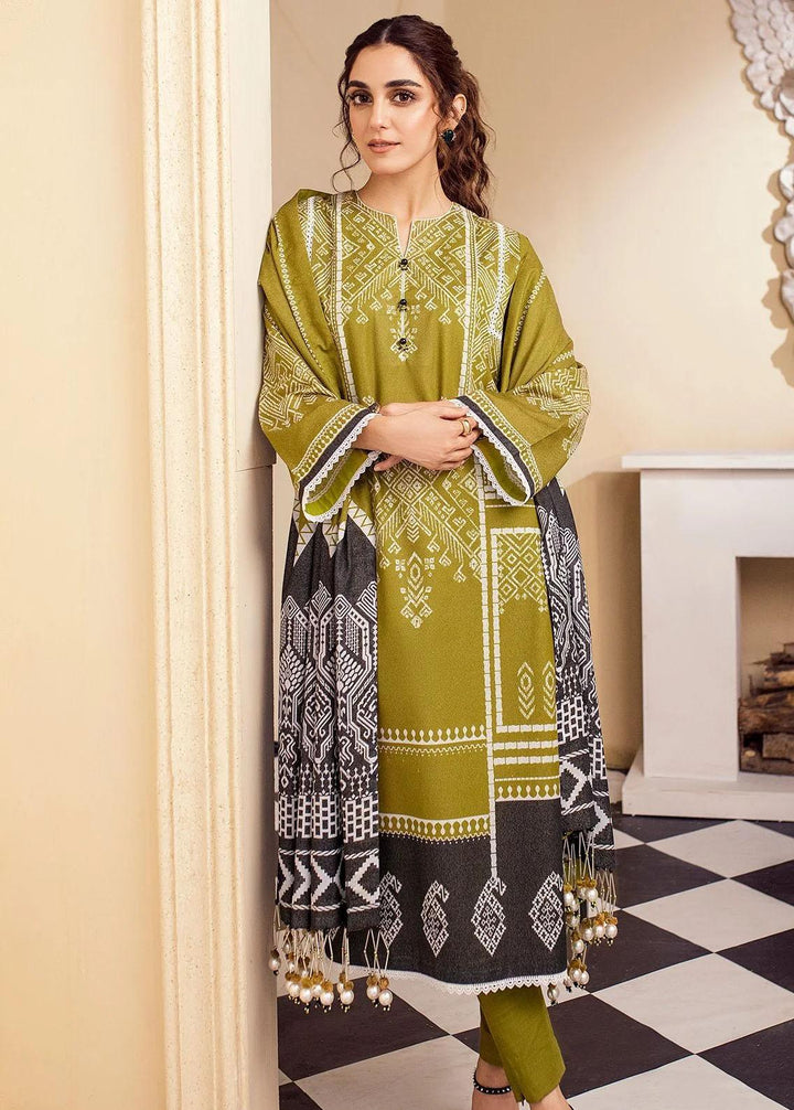 Al Karam Printed Karandi Suits Unstitched 3 Piece AK22FW FW-23-22-Green - Festive Collection