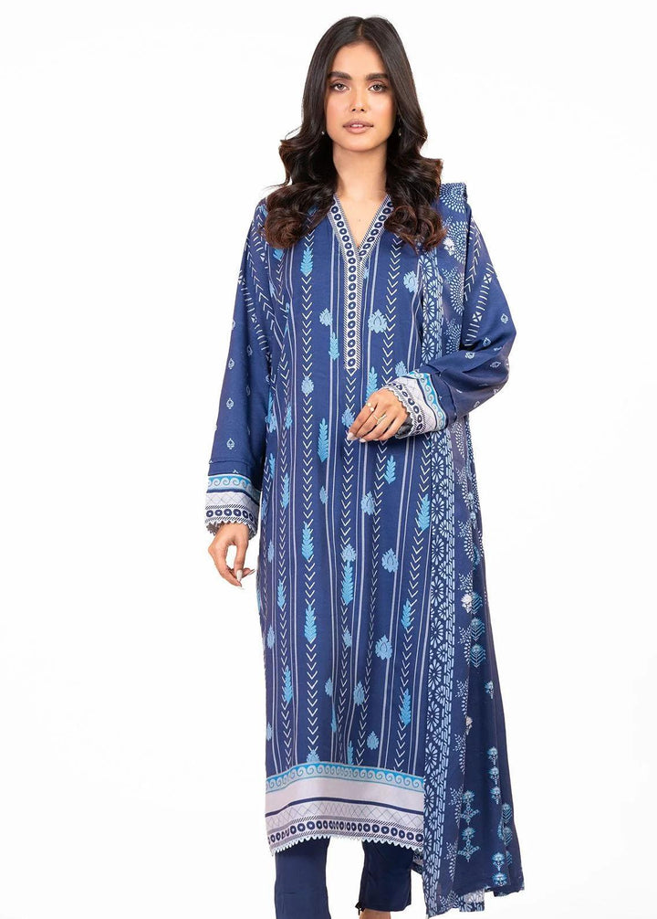 Al Karam Printed Viscose Suits Unstitched 3 Piece AK22FW FW-25.1-22-Blue - Festive Collection
