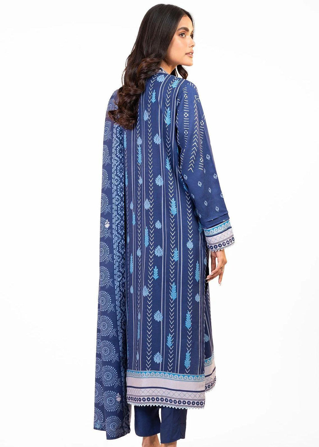 Al Karam Printed Viscose Suits Unstitched 3 Piece AK22FW FW-25.1-22-Blue - Festive Collection