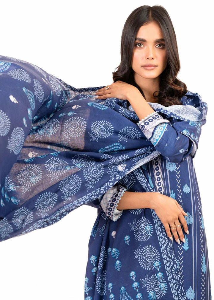 Al Karam Printed Viscose Suits Unstitched 3 Piece AK22FW FW-25.1-22-Blue - Festive Collection
