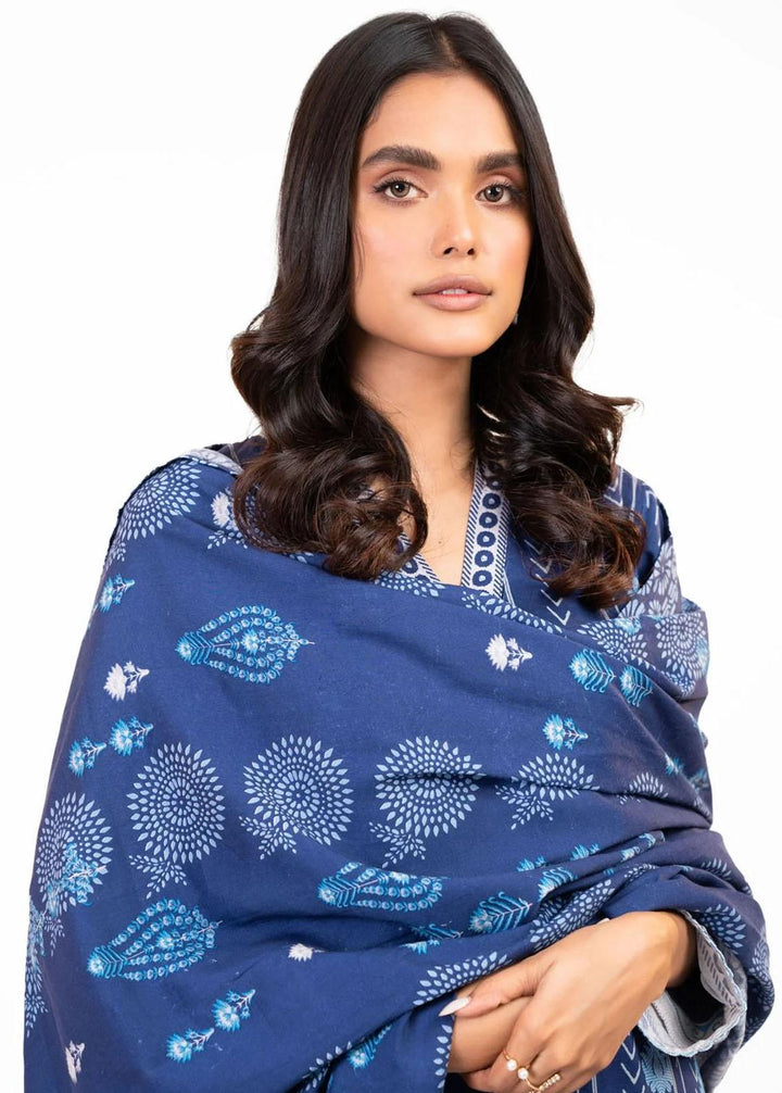 Al Karam Printed Viscose Suits Unstitched 3 Piece AK22FW FW-25.1-22-Blue - Festive Collection