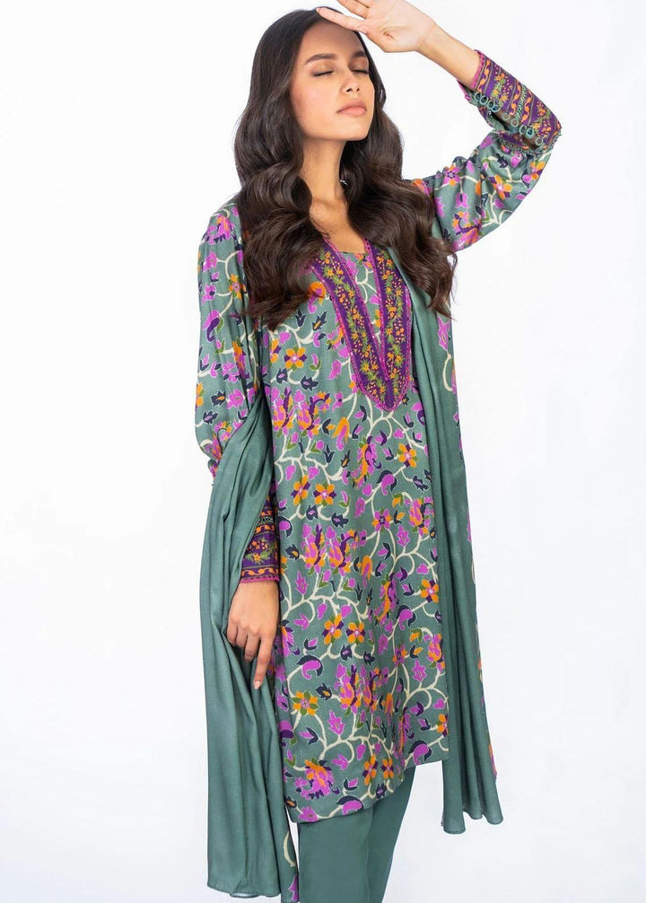 Al Karam Printed Viscose Suits Unstitched 3 Piece AK22FW FW-27.1-22-Grey - Festive Collection