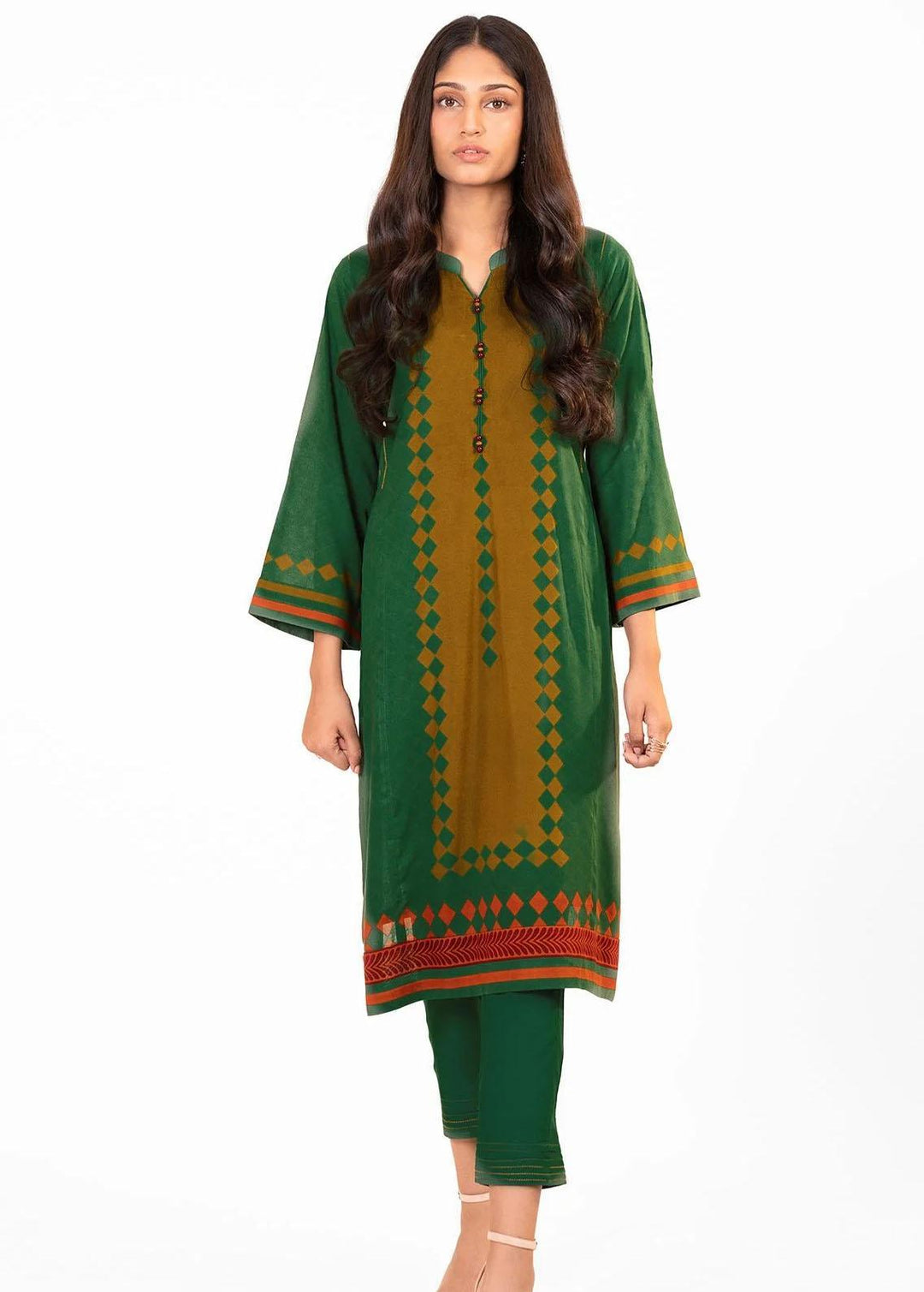 Al Karam Printed Viscose Suits Unstitched 2 Piece AK22FW FW-40.1-22-Green - Festive Collection