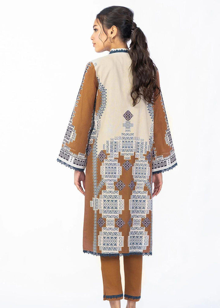 Al Karam Printed Karandi Suits Unstitched 2 Piece AK22FW FW-43-22-Mustard Yellow - Festive Collection