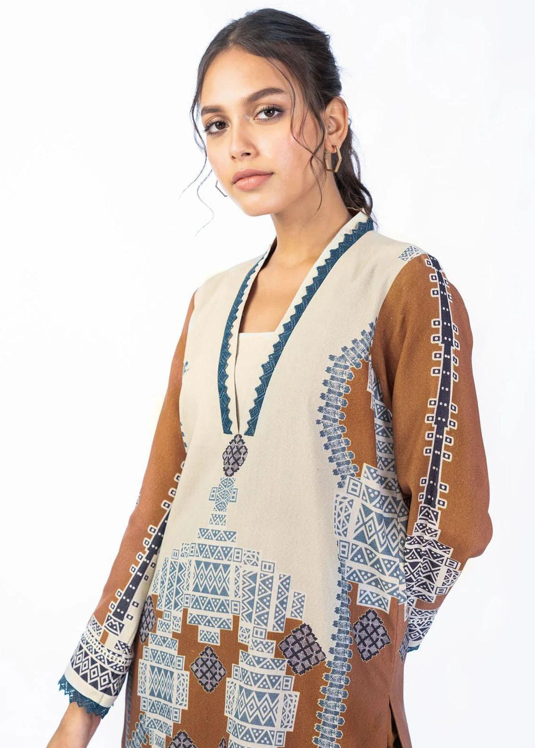 Al Karam Printed Karandi Suits Unstitched 2 Piece AK22FW FW-43-22-Mustard Yellow - Festive Collection