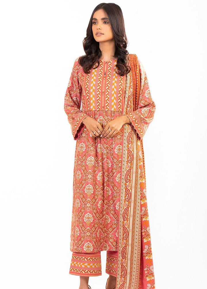 Al Karam Printed Viscose Suits Unstitched 2 Piece AK22FW FW-49.1-22-Pink - Festive Collection
