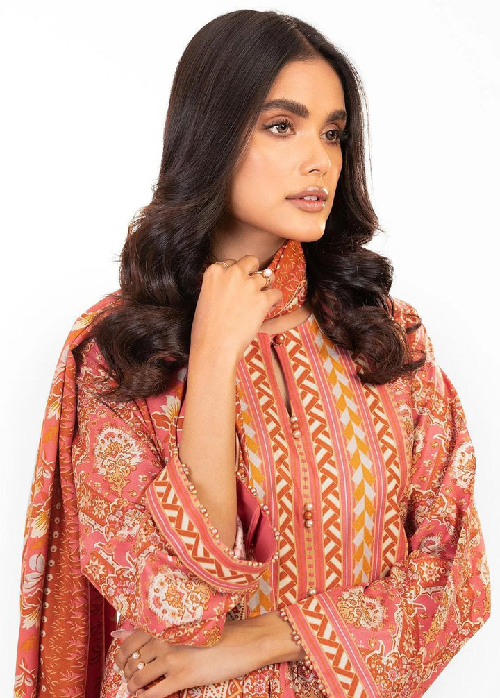 Al Karam Printed Viscose Suits Unstitched 2 Piece AK22FW FW-49.1-22-Pink - Festive Collection