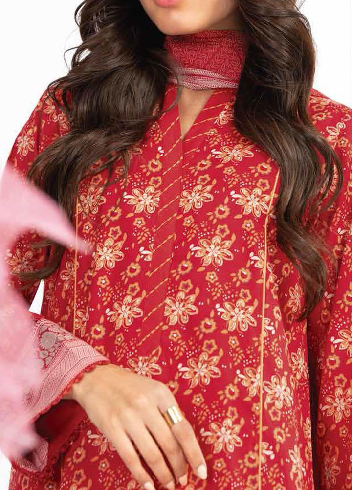 Al Karam Printed Lawn Suits Unstitched 3 Piece AK23SSL SS-40.1-23-Red - Summer Collection