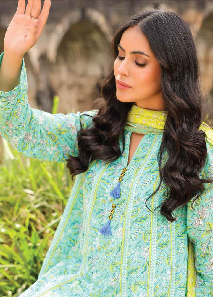 Al Karam Printed Lawn Suits Unstitched 3 Piece AK23SSL SS-28.1-23-Turqouise - Summer Collection