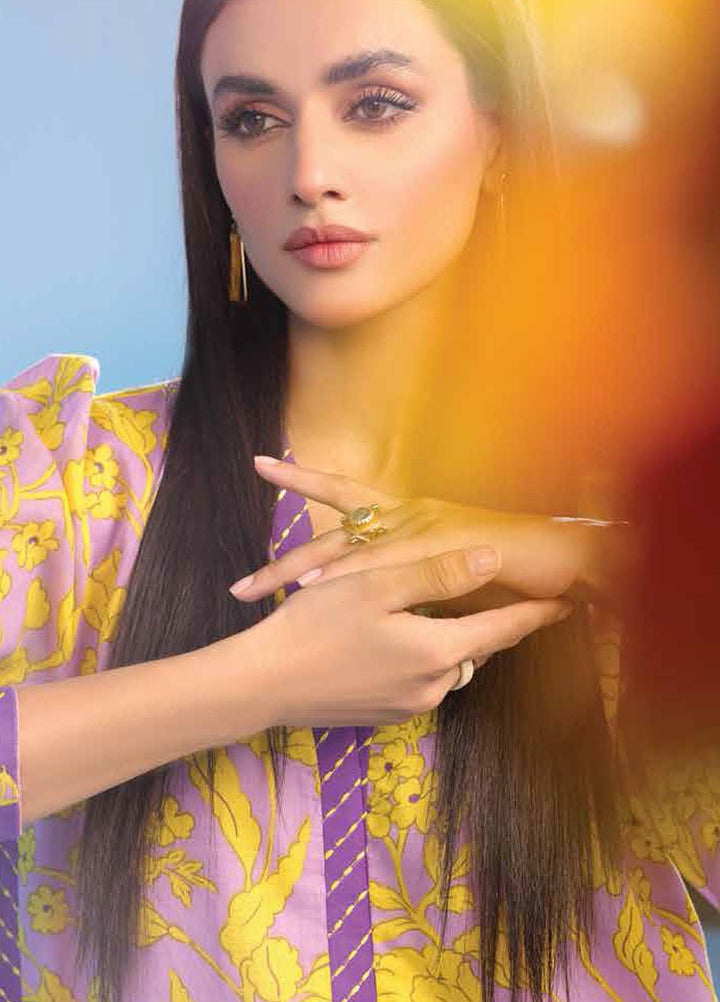 Al Karam Printed Lawn Suits Unstitched 2 Piece AK23SSL SS-58-23-Lilac - Summer Collection