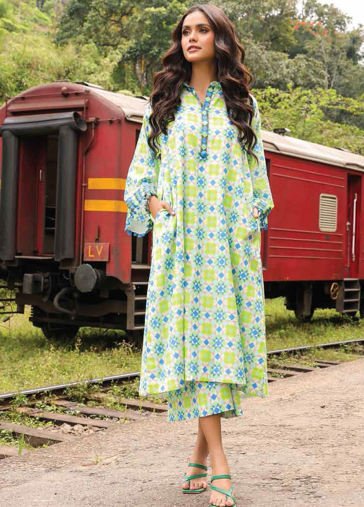 Al Karam Printed Lawn Suits Unstitched 2 Piece AK23SSL SS-64-23-Neon Green - Summer Collection