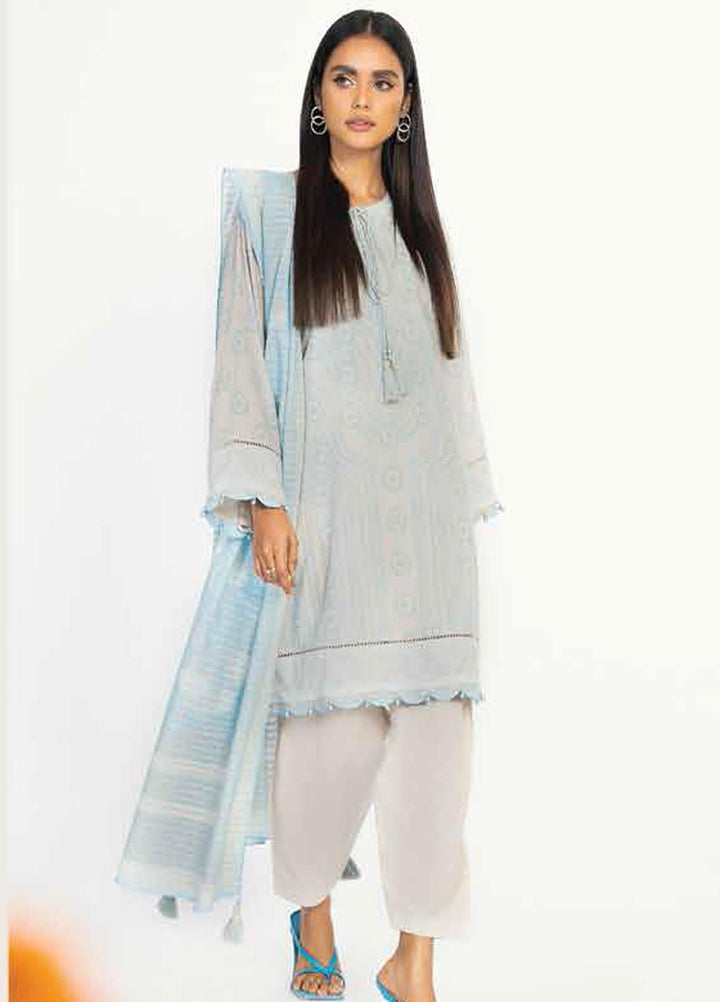 Al Karam Printed Lawn Suits Unstitched 3 Piece AK23SSL SS-37-23-Light Blue - Summer Collection