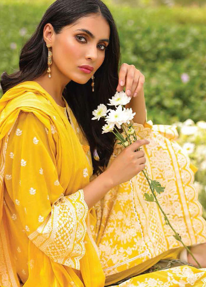 Al Karam Printed Lawn Suits Unstitched 3 Piece AK23SSL SS-42.1-23-Mustard - Summer Collection