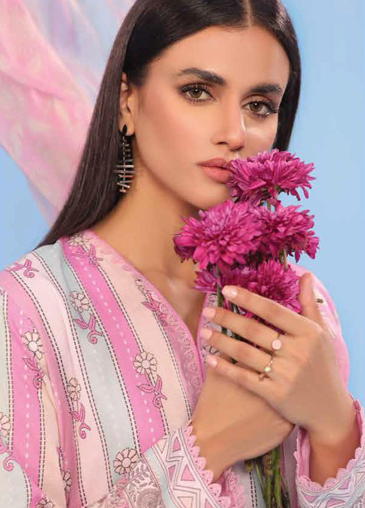 Al Karam Printed Lawn Suits Unstitched 3 Piece AK23SSL SS-34.1-23-Pink - Summer Collection