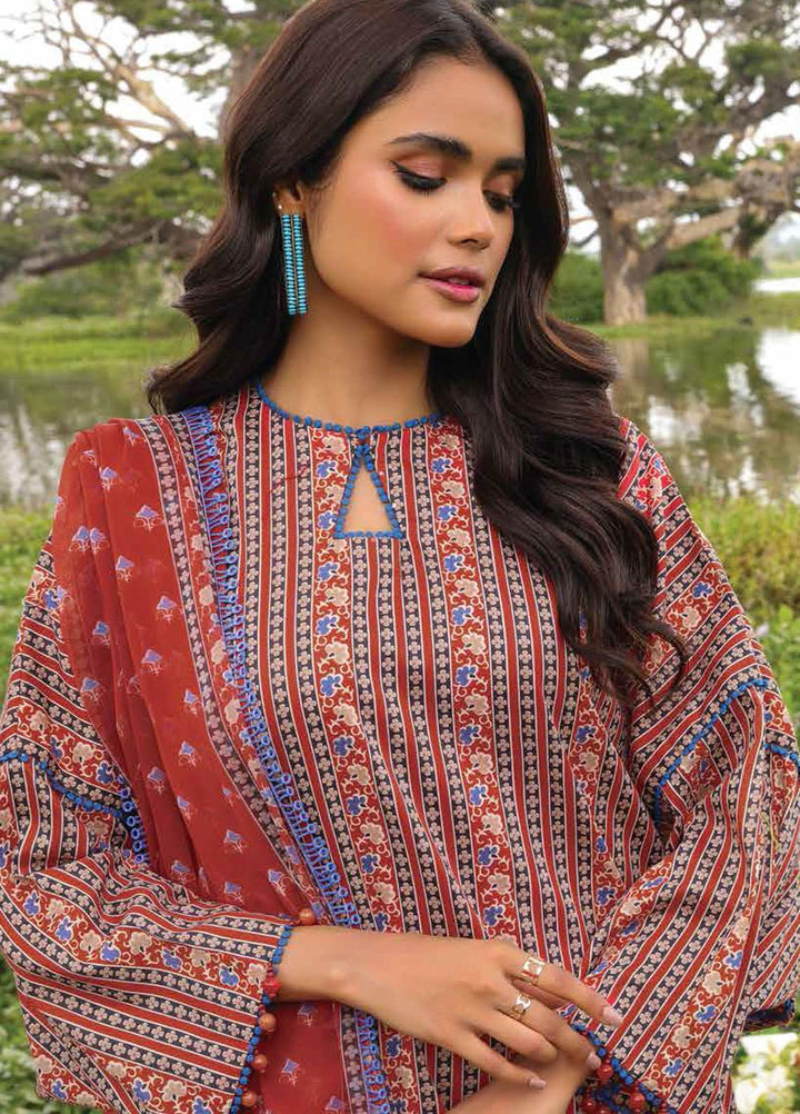 Al Karam Printed Lawn Suits Unstitched 2 Piece AK23SSL SS-64.1-23-Red - Summer Collection
